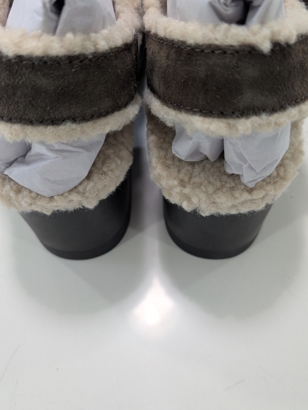 Tory Burch Shearling Lug Sole Clogs Suede Deep Espresso Brown Size 9 NIB 70mm - Picture 9 of 17